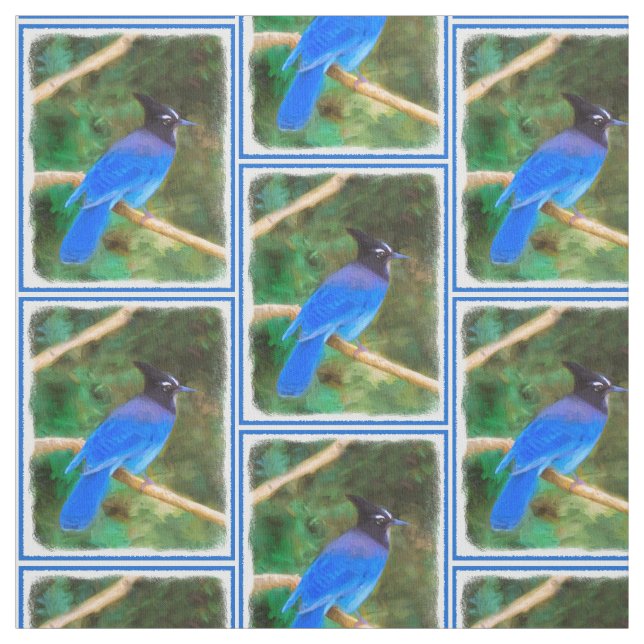 Stellers Jay Painting - Original Bird Art Tyg (Provkarta)