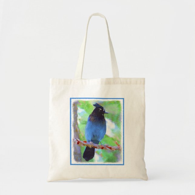 Stellers Jay Painting - Original Bird Art Tygkasse (Framsidan)