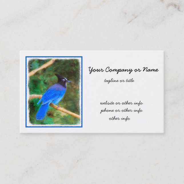 Stellers Jay Painting - Original Bird Art Visitkort (Framsida)