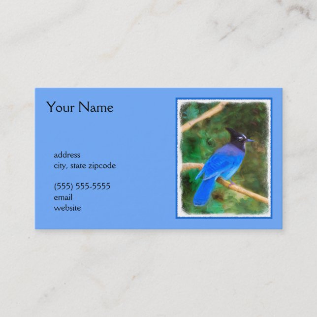 Stellers Jay Painting - Original Bird Art Visitkort (Framsida)