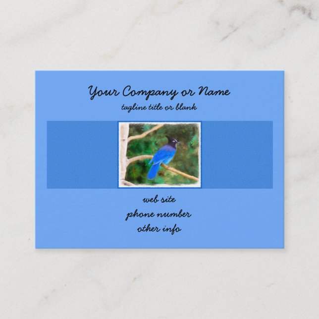 Stellers Jay Painting - Original Bird Art Visitkort (Framsida)