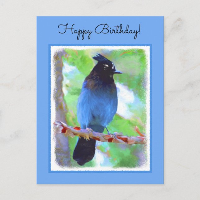 Stellers Jay Painting - Original Bird Art Vykort (Framsida)