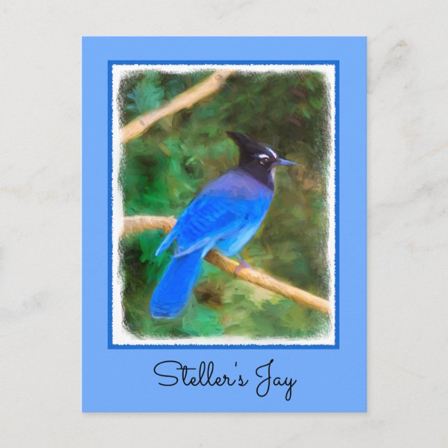 Stellers Jay Painting - Original Bird Art Vykort (Framsida)