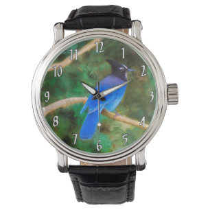 Stellers Jay Painting - Original Vild Bird Art Armbandsur
