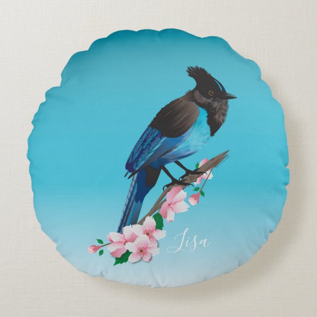 Stellers Jay Round Pillow Rund Kudde (Framsidan)