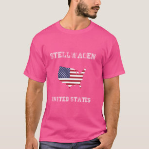 Stellwagen United Stater Vintage USA flagga Karta T Shirt