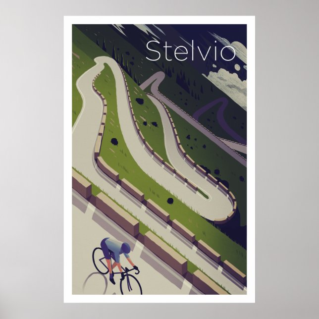 Stelvio - Cykling Poster (Framsidan)