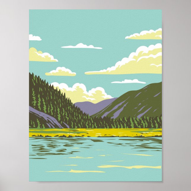 Stelvio nationalpark i Italien Art Deco Poster (Framsidan)