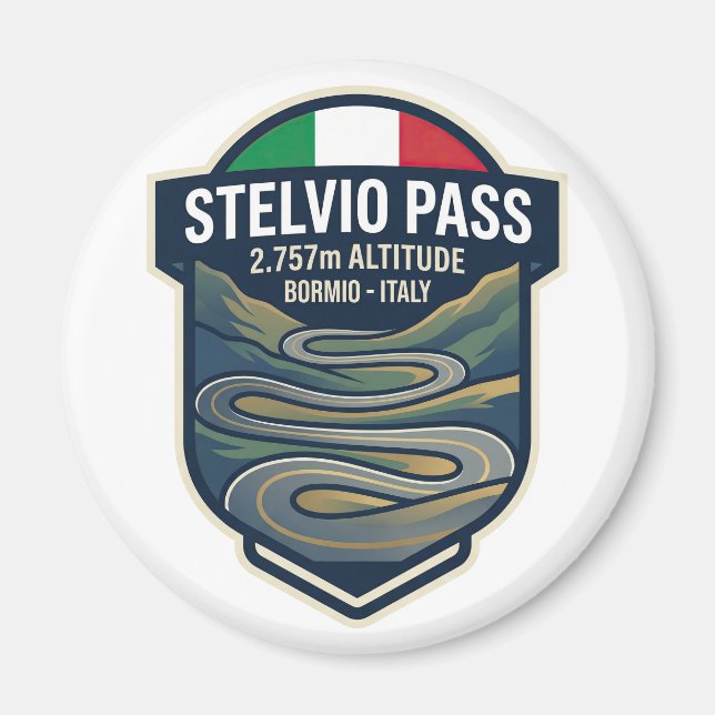 Stelvio Pass - Dolomites Racing Road Magnet (Framsidan)
