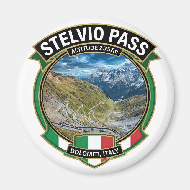 Stelvio Pass - Italiens ikoniska pass Magnet (Framsidan)