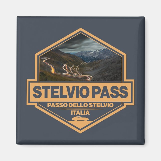 Stelvio Pass Passo Dello Stelvio Travel Art Badge Magnet (Framsidan)
