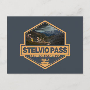 Stelvio Pass Passo Dello Stelvio Travel Art Badge Vykort