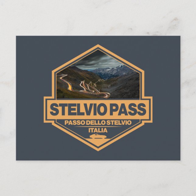 Stelvio Pass Passo Dello Stelvio Travel Art Badge Vykort (Framsida)