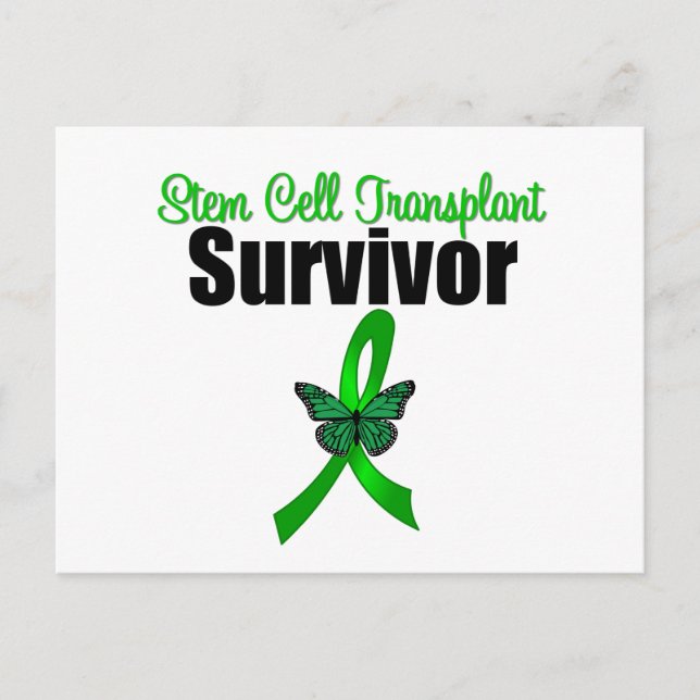 Stem Cell Transplant Survivor Butterfly Ribbon Vykort (Framsida)