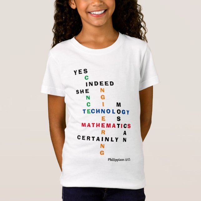 STEM Ja, hon kan flickor T Shirt (Framsida)