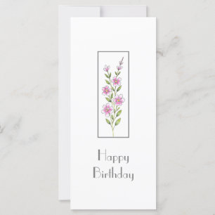 Stem-kort för rosa Watercolor, Pen & Bläck Blommig Kort