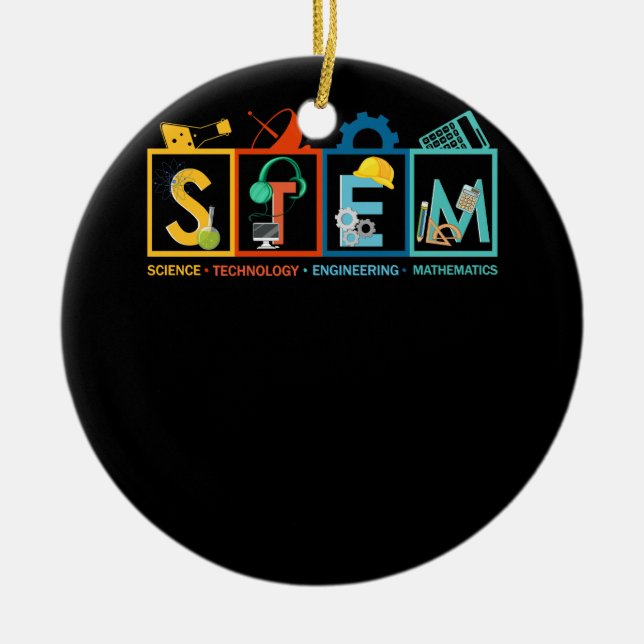STEM Science Technology Engineering Math Teacher S Julgransprydnad Keramik (Framsidan)