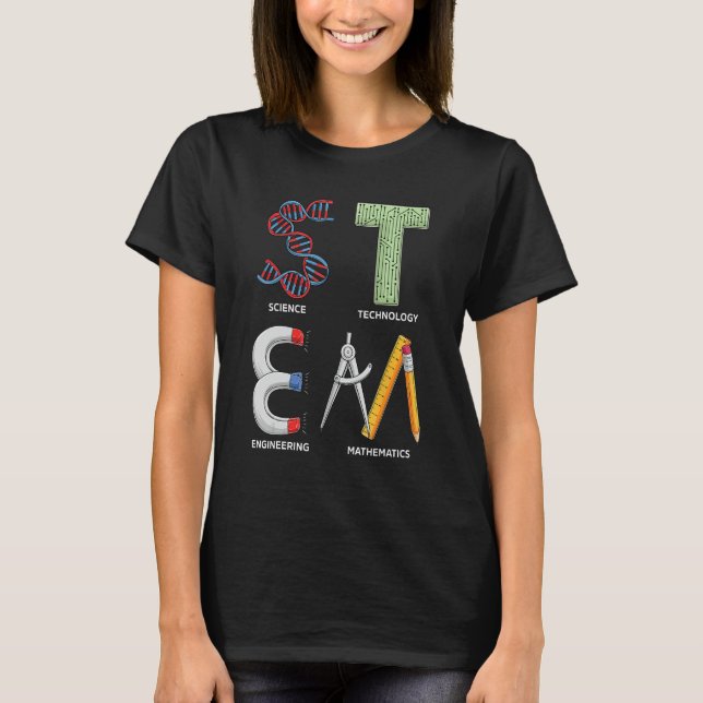 STEM Science Technology Engineering Math Teacher S T Shirt (Framsida)