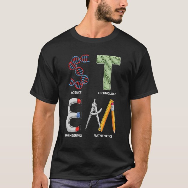 STEM Science Technology Engineering Math Teacher S T Shirt (Framsida)