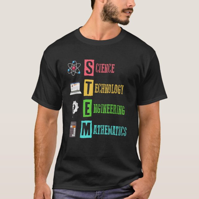 STEM Science Technology Engineering Math Teacher T Shirt (Framsida)