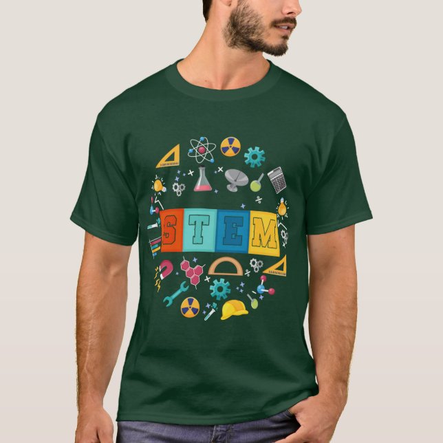 Stem Scienceechnology Engineering Matheacher Back  T Shirt (Framsida)