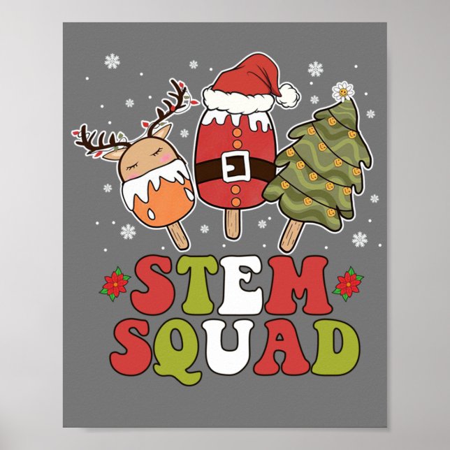 STEM Squad Reindeer Santa Träd Ice Cream jul jul Poster (Framsidan)