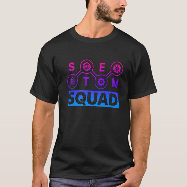STEM Squad Science Technology Engineering Math Tea T Shirt (Framsida)