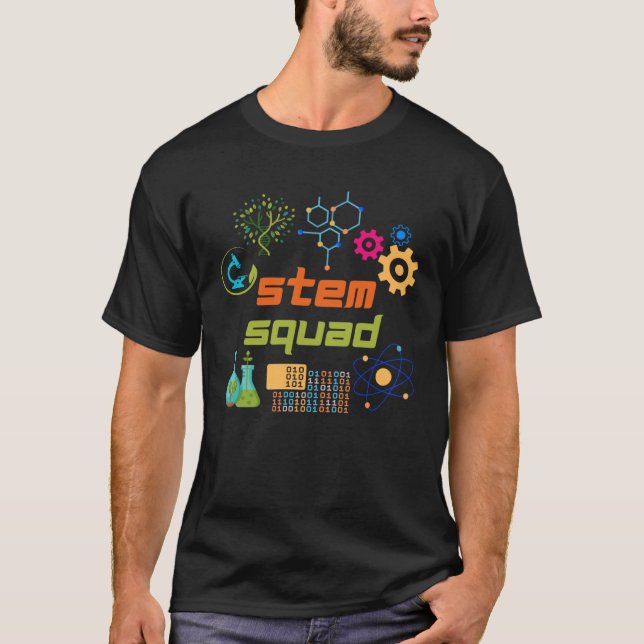 STEM Squad Science Technology Engineering Math Tea T Shirt (Framsida)