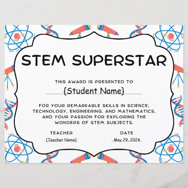 STEM Superstar Student Erkännandepris (Framsida)