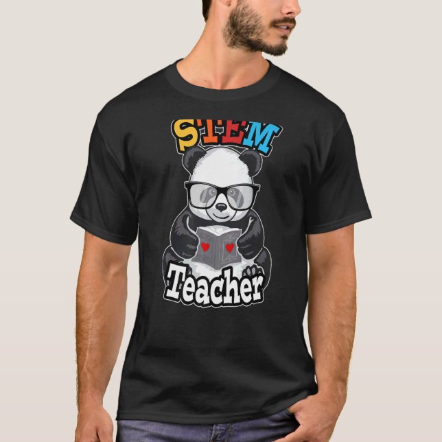 Stem Teacher School Cute Steam Panda T Shirt (Framsida)