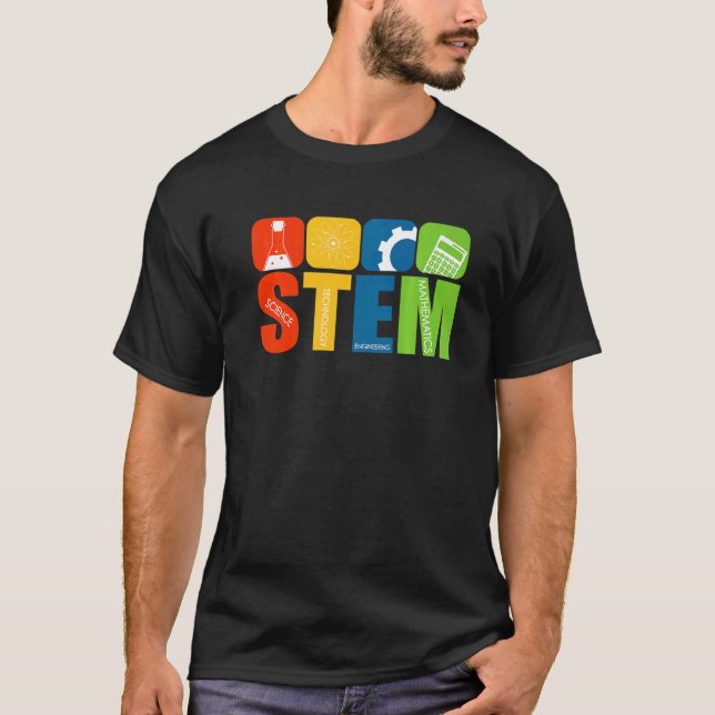 Stem Teacher Science Technology Engineering Math T Shirt (Framsida)