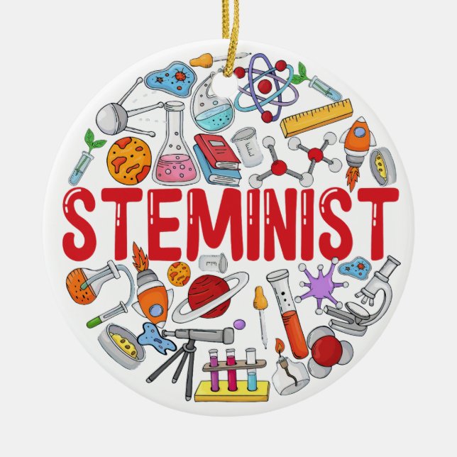Steminist,Stem Woman, Stem Student Gift Julgransprydnad Keramik (Framsidan)