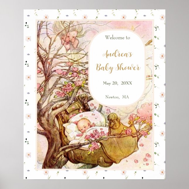 Sten A Adjö Baby Nursery Rhyme Baby Shower Välkomm Poster (Framsidan)