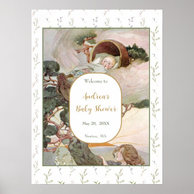 Sten A Adjö Baby Nursery Rhyme Baby Shower Välkomm Poster (Framsidan)