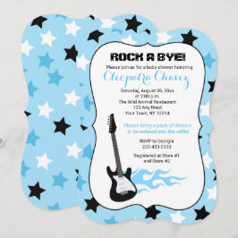Sten a Adjö Blue Rockstjärna Guitar Baby Shower Inbjudningar