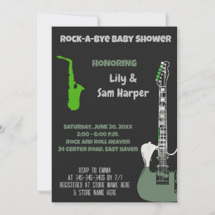 Sten a Adjö Guitar Rockstjärna Baby Shower-inbjuda Inbjudningar
