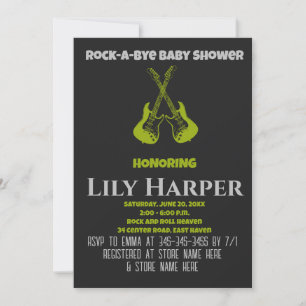 Sten a Adjö Guitar Rockstjärna Baby Shower-inbjuda Inbjudningar