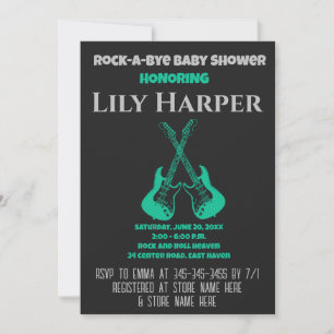 Sten a Adjö Guitar Rockstjärna Baby Shower-inbjuda Inbjudningar