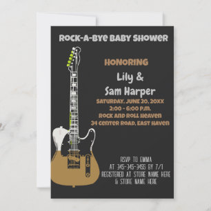 Sten a Adjö Guitar Rockstjärna Baby Shower-inbjuda Inbjudningar