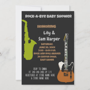 Sten a Adjö Guitar Rockstjärna Baby Shower-inbjuda Inbjudningar
