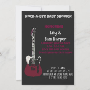 Sten a Adjö Guitar Rockstjärna Baby Shower-inbjuda Inbjudningar