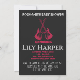 Sten a Adjö Guitar Rockstjärna Baby Shower-inbjuda Inbjudningar