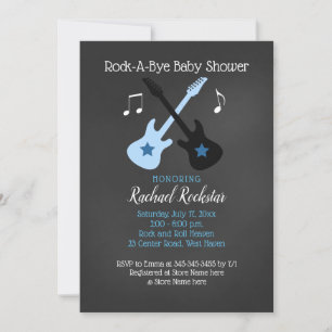 Sten a Adjö Guitar Rockstjärna Baby Shower-inbjuda Inbjudningar
