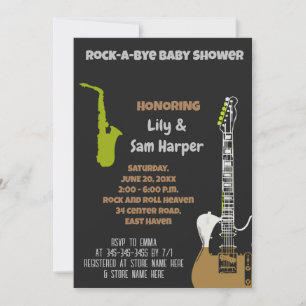 Sten a Adjö Guitar Rockstjärna Baby Shower-inbjuda Inbjudningar
