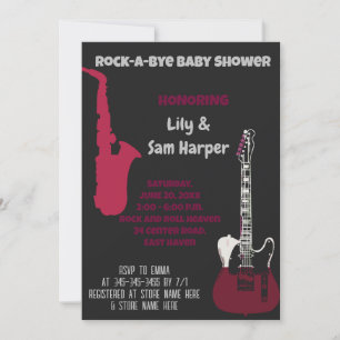 Sten a Adjö Guitar Rockstjärna Baby Shower-inbjuda Inbjudningar
