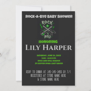 Sten a Adjö Guitar Rockstjärna Baby Shower-inbjuda Inbjudningar