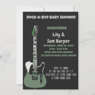 Sten a Adjö Guitar Rockstjärna Baby Shower-inbjuda Inbjudningar