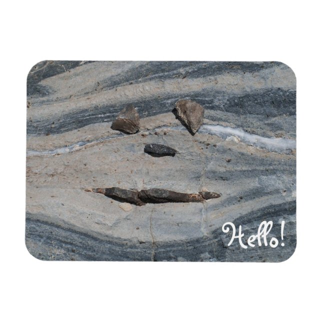 Sten Ansikte säger Hej! Magnet (Horisontell)