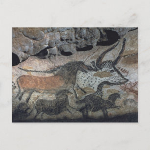 Sten, av en tjur och hästar, c.17000 BC (ca Vykort