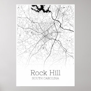 Sten Backe Karta - South Carolina - City Karta Pos Poster